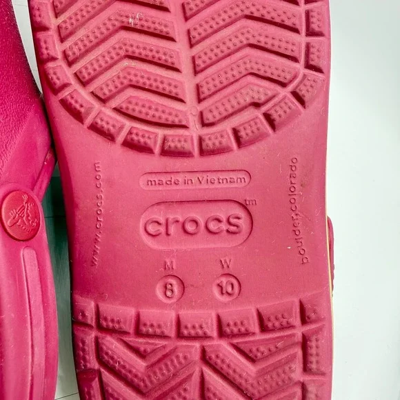 Crocs Unisex Crocband Clog Shoes, Raspberry/Dark Pink Cream Stripe M 10 W 12 - Picture 8 of 8